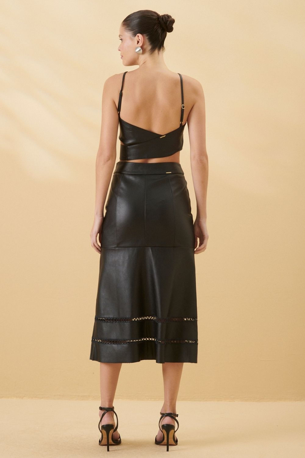 Cropped Couro PU Amarração Liso SMK - SMK